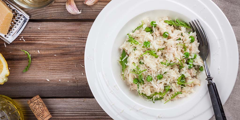 Chicken and pea risotto