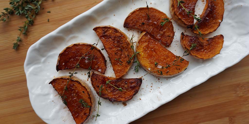 Roasted Butternut Squash with Honey, Thyme and Cinnamon