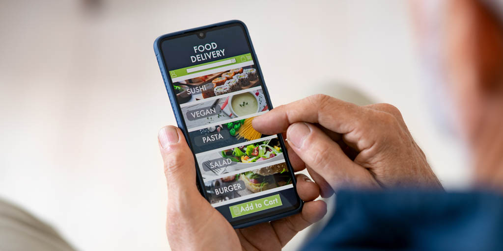 Smart phone with food delivery app