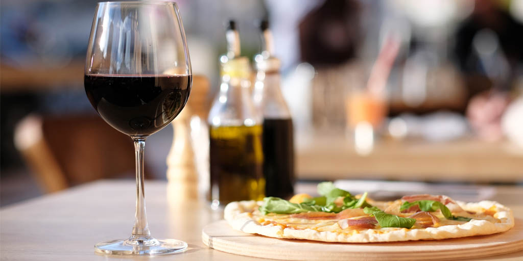 Pizza and wine